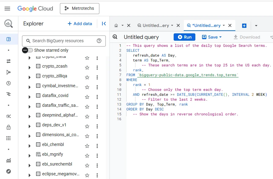 Google BigQuery Dashboard
